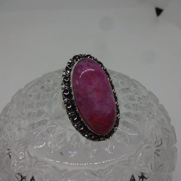 Stunning "PINK SOLAR AGATE" Handmade Sterling Ring Size 8.5  #261 - Picture 1 of 3